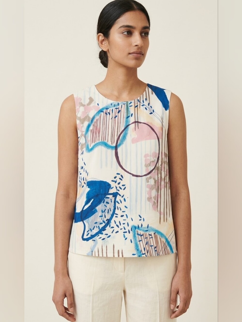 COS Abstract Print Sleeveless Cotton Top Size US 2 / CA 2